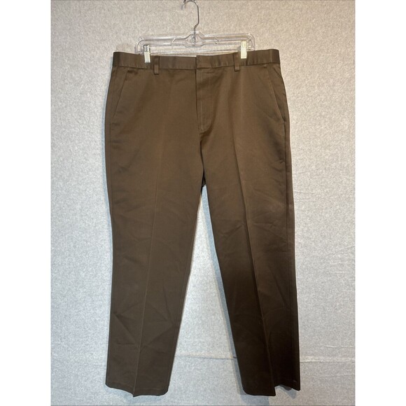 Dockers Signature Khaki Straight Fit D2 Flat Front Pants 38x32 Hunter Green Mens - Picture 1 of 11